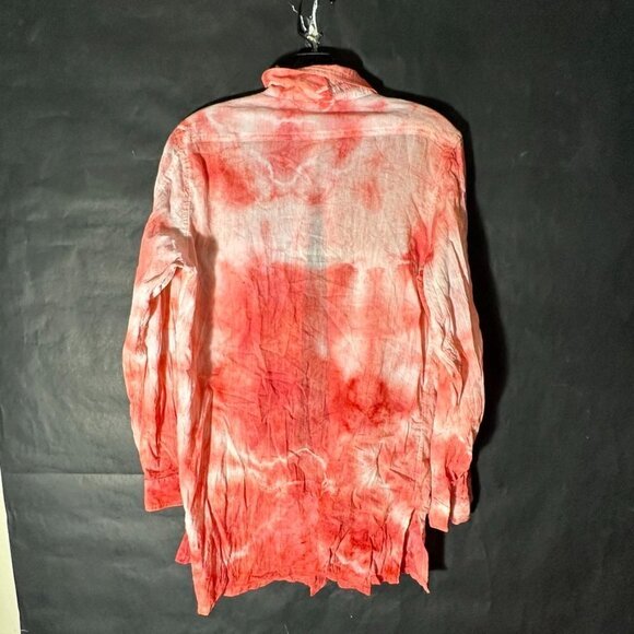 Lauren Ralph Lauren Pink Shirt Size Small Button Up Barbiecore Blouse Tie Dye - Picture 6 of 7